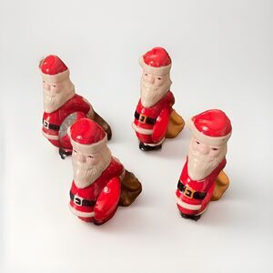 Vintage Santa Claus Napkin Rings set of 4 Christmas Hand painted Rings